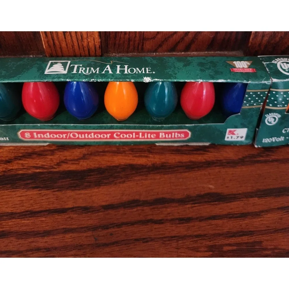 16‎ Vintage Trim-a-Home Indoor/Outdoor Cool-Lite Painted Bulbs 5w C7 1/2 Kmart